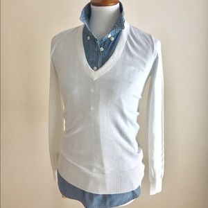 JCrew V-Neck Sweater | White | Sz XS